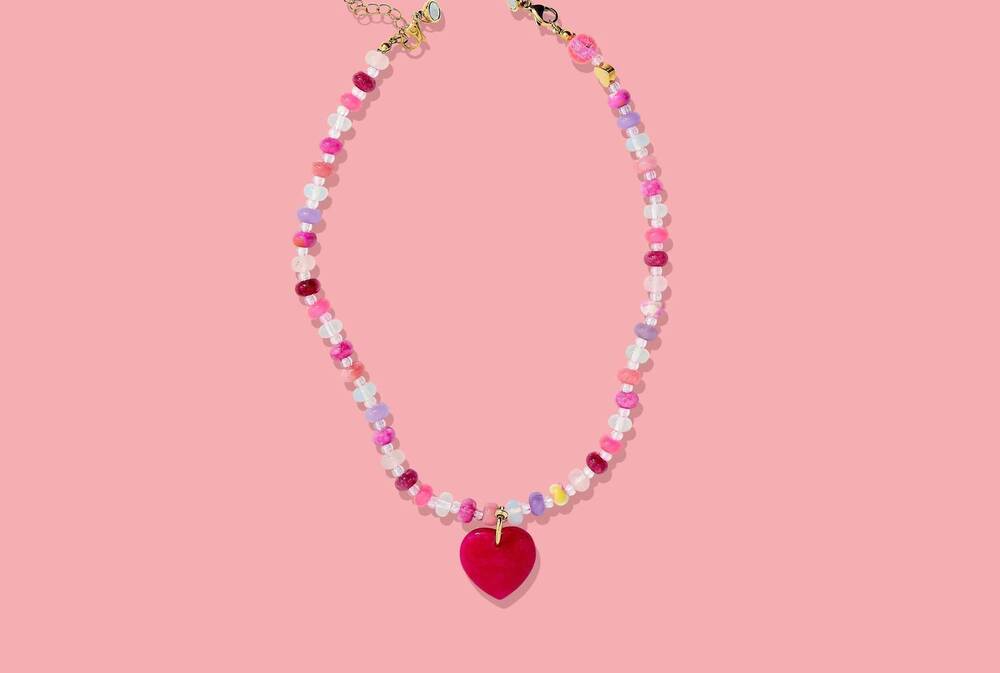 NEW TAYLOR ELLIOTT DESIGNS women's beaded removable heart charm necklace in mari